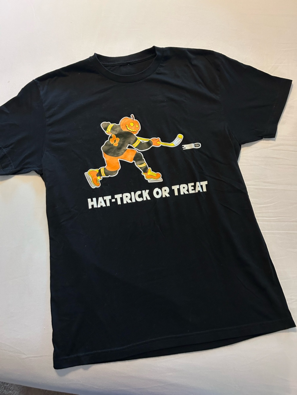 Chalk Talk Sports Halloween Hockey Graphic Tee - Black with Orange